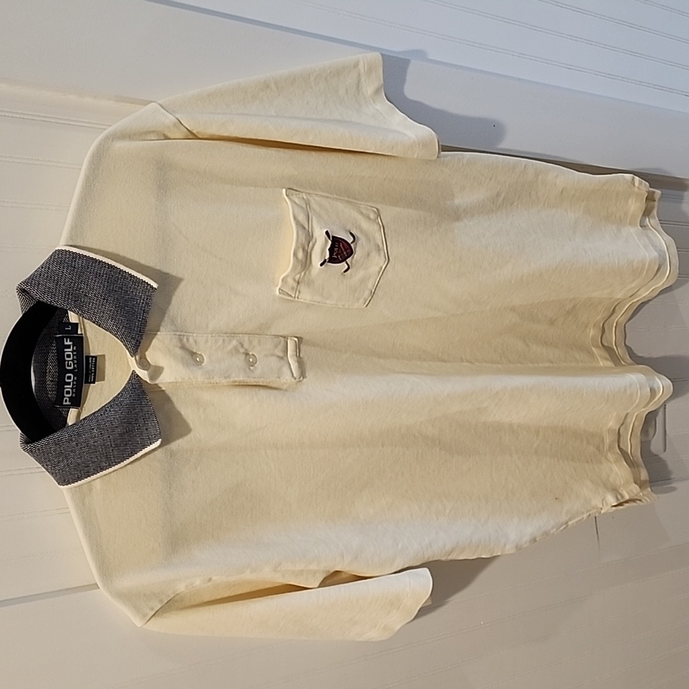 Polo Golf by Ralph Lauren polo shirt Men's L Cream with Crest logo